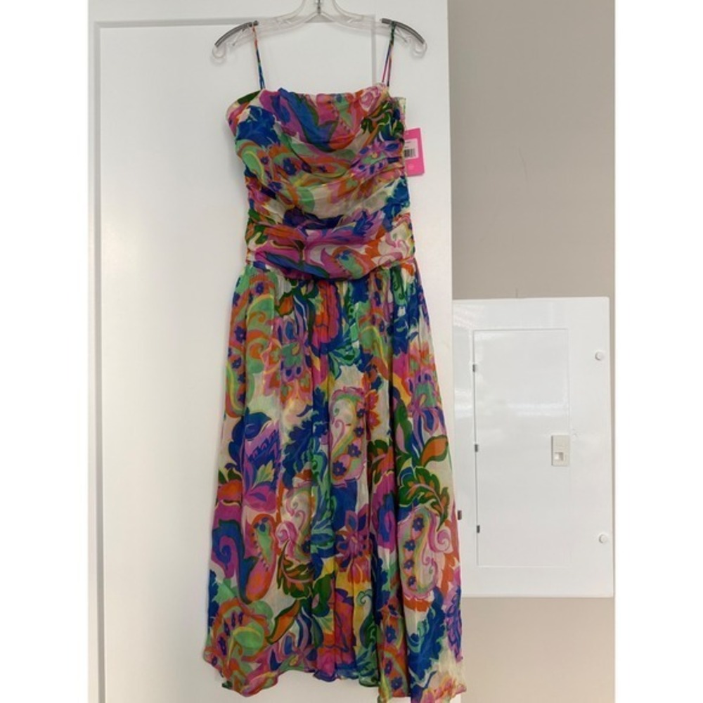 Amanda Uprichard Lumiere Silk Midi Dress Multicolor Floral Paisley CH-22660FD M - Picture 3 of 15